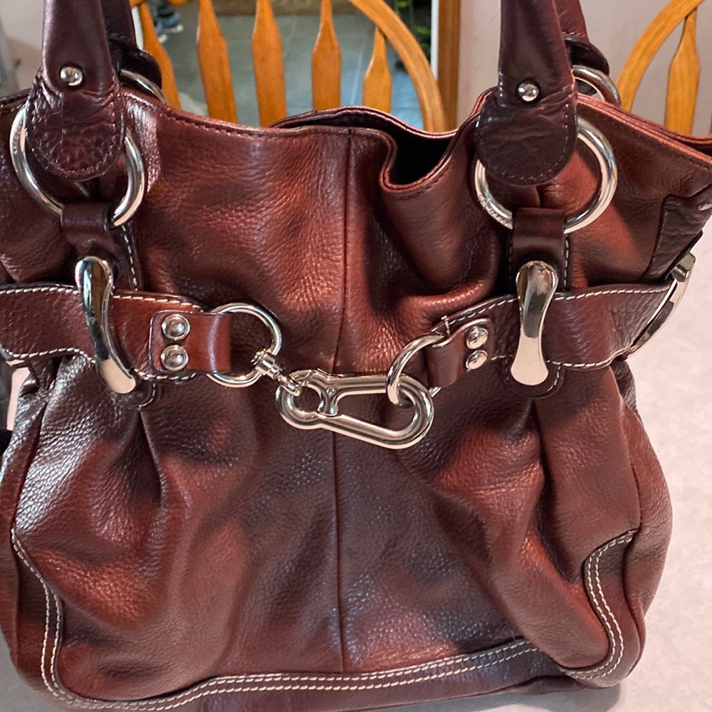 B. Makowsky Belted East West Tote. This is a beautiful bag in super condition.